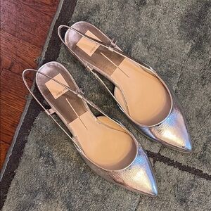 Dolce Vita Silver Flats with Ankle Strap